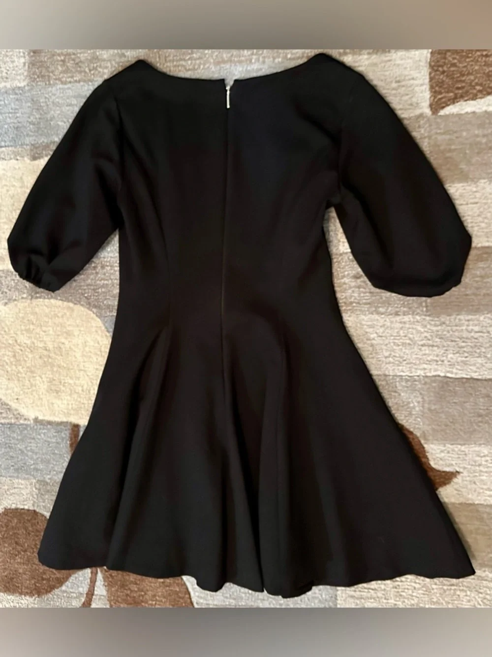 Kate Spade New York Ponte Puff Sleeve Fit & Flare LBD Black Mini Dress ZB14